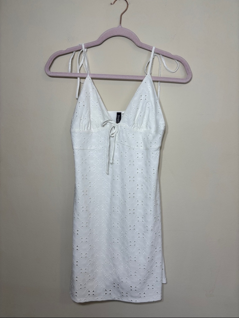 Divided White Eyelet Mini Dress